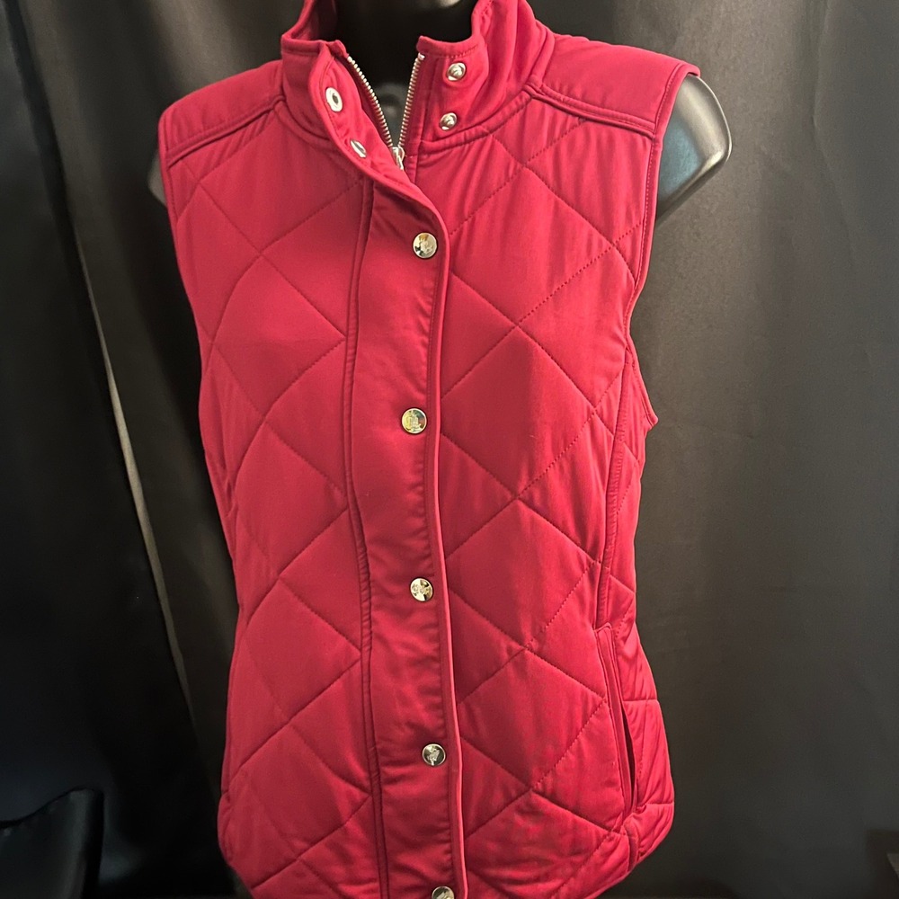 Ralph Lauren Quilted‎ Snap/zip Front Vest Womens Red Size M Puffer Style
